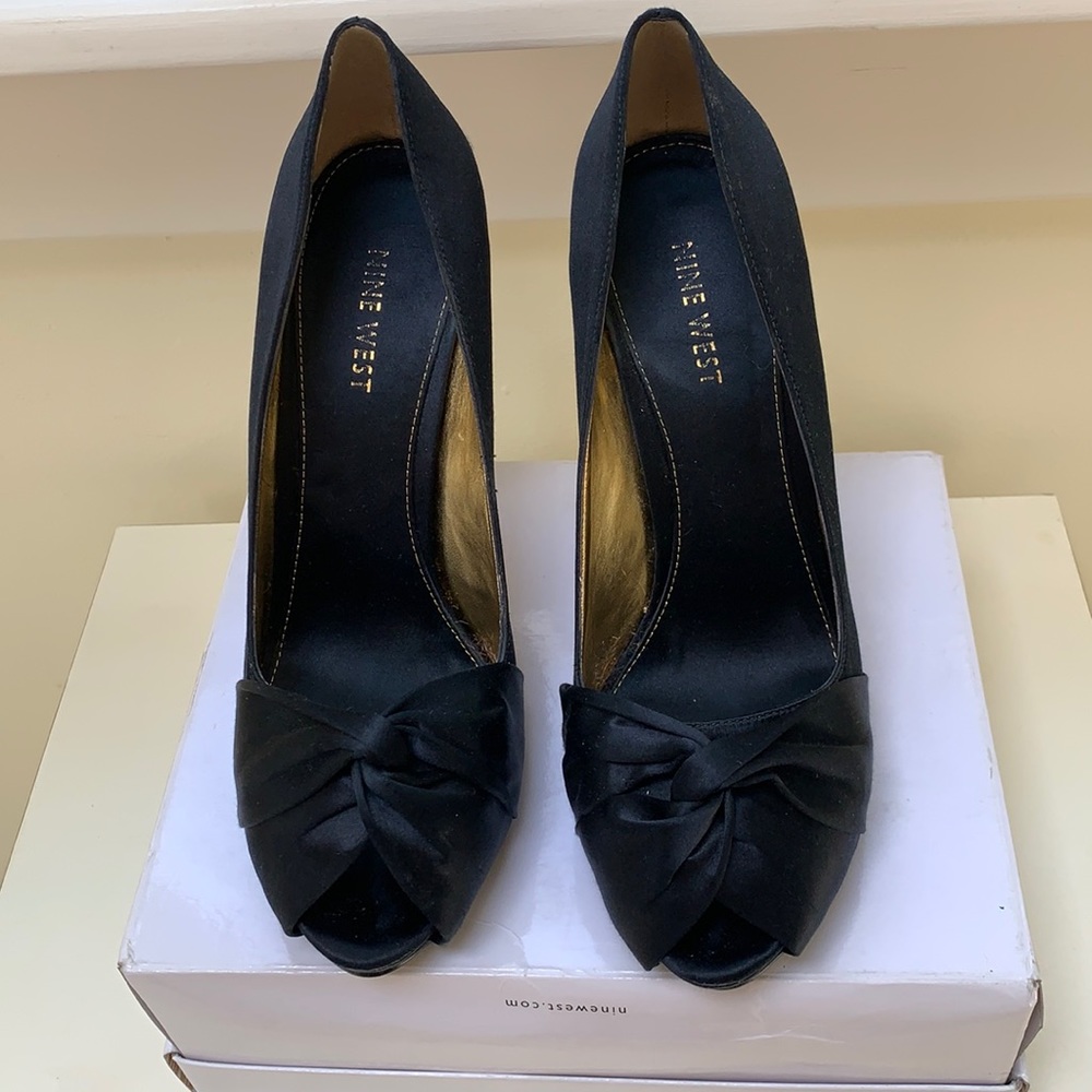 Nine West Farawell Black Satin heels